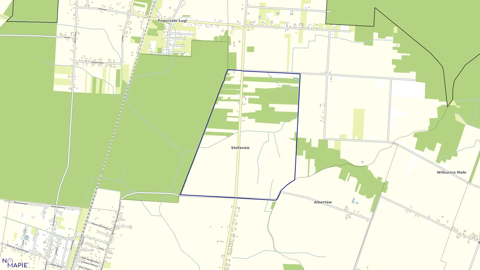 Mapa obrębu STEFANÓW w gminie Rokiciny